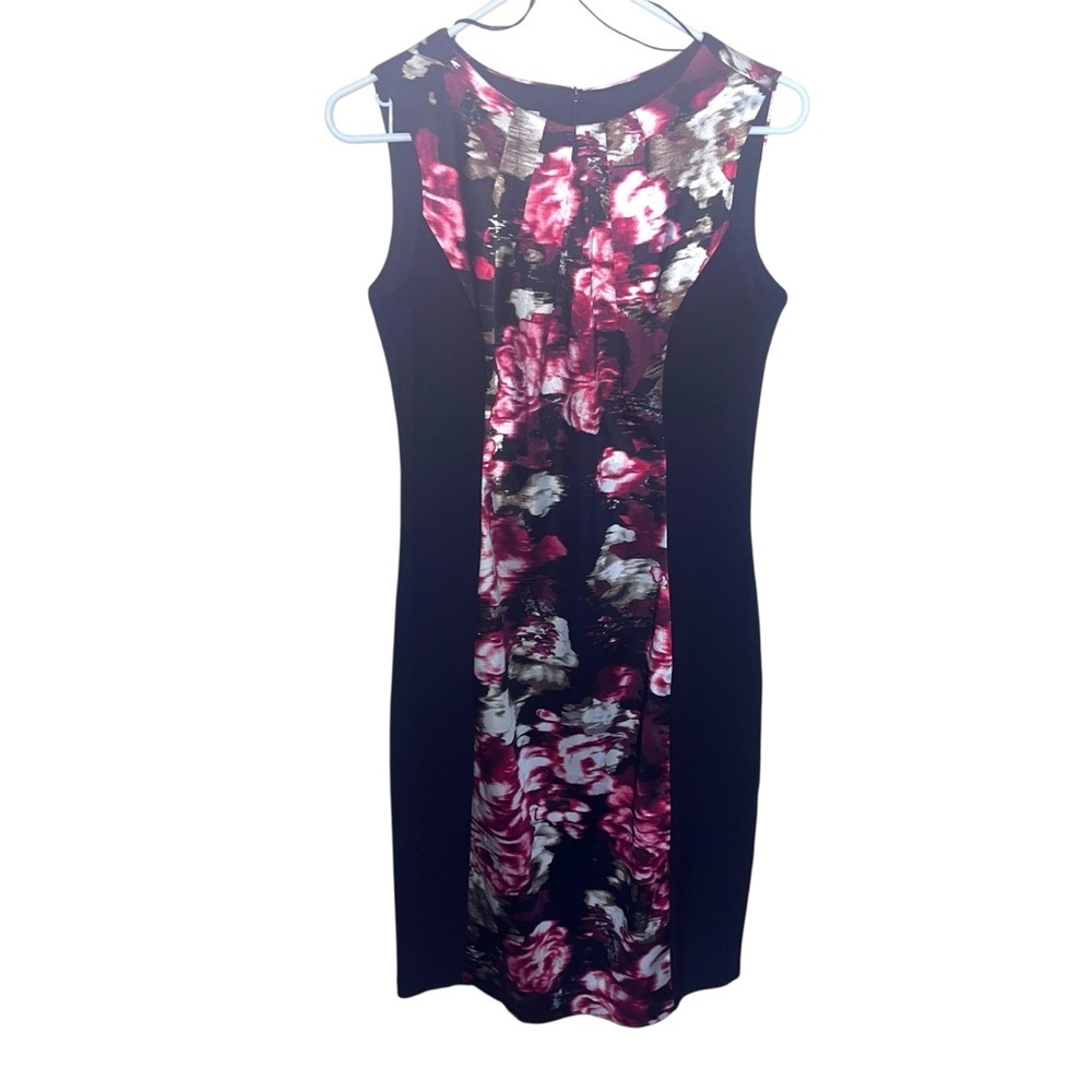 London Style Black Red Floral Sleeveless Dress